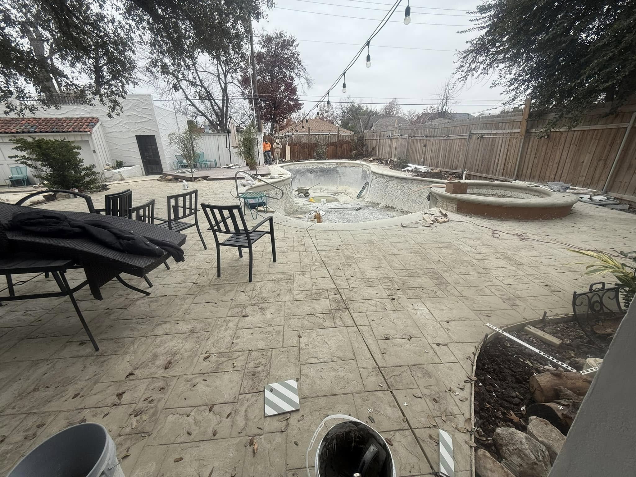 Pool drained in prep