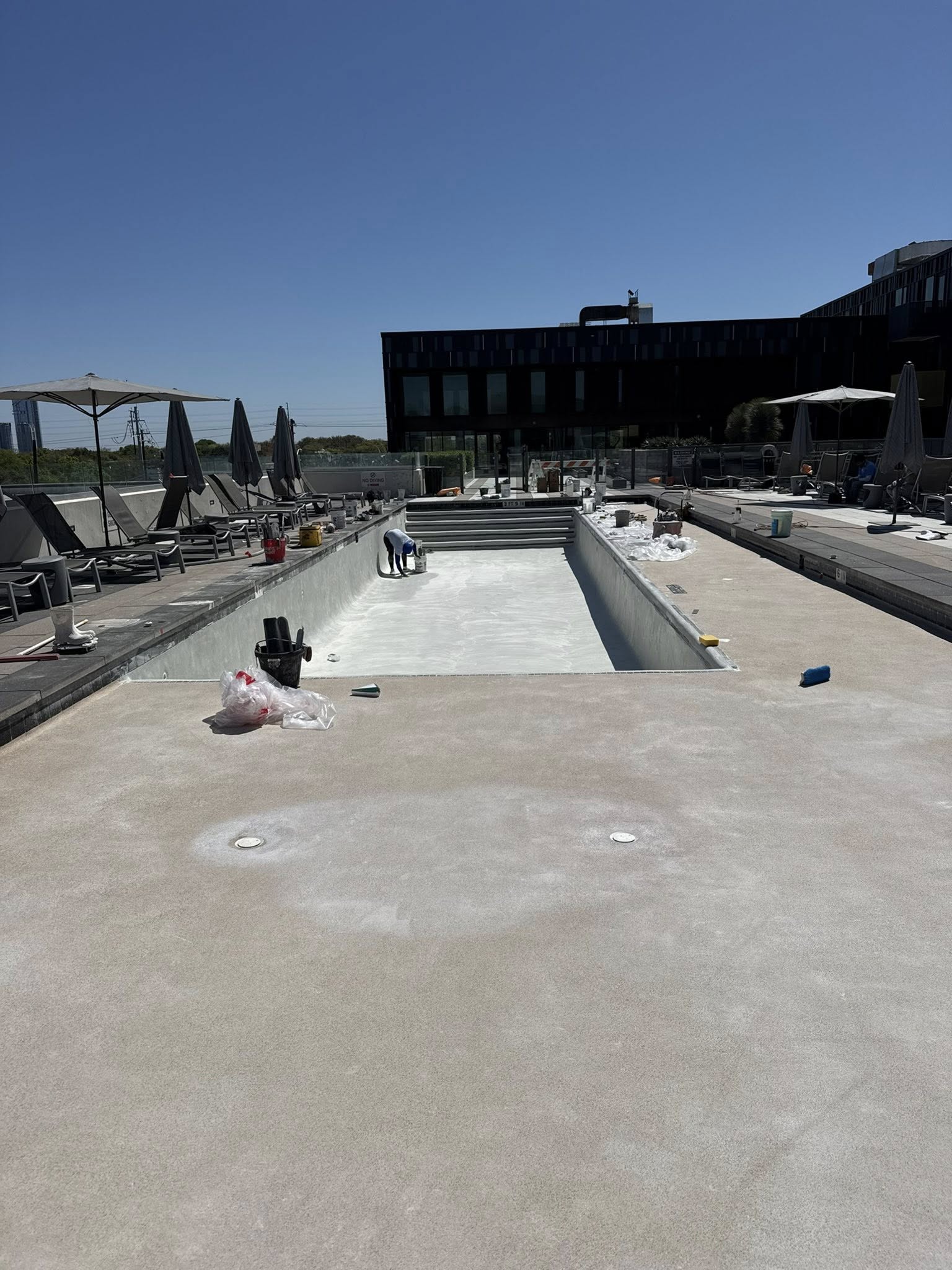 Commercial pool being resurfaced